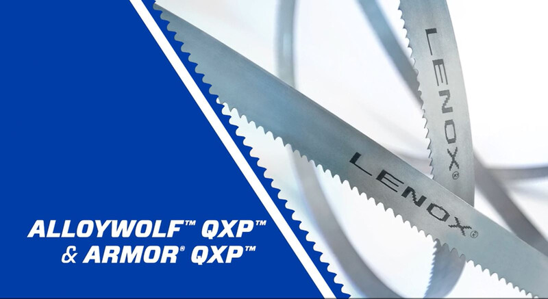 An image showing two LENOX Bandsaw Blades with the text ALLOYWOLF QXP and Armor QXP