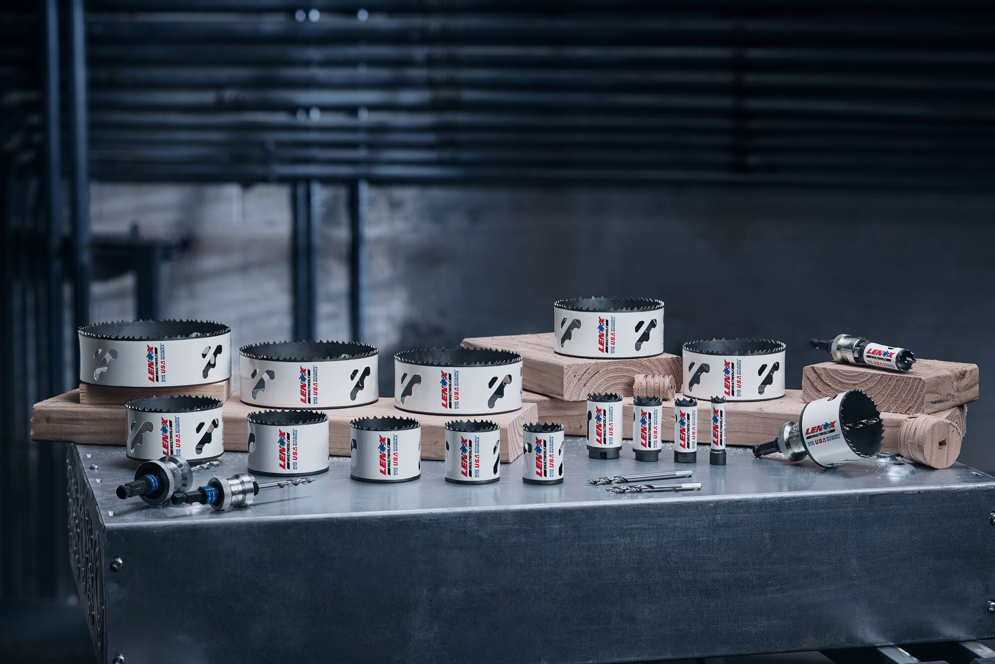 Family Group Shot of LENOX® SPEED SLOT® Bi-Metal Hole Saws, Step Pilot Bits and SNAP-BACK™ Arbors Family Group Shot of LENOX® SPEED SLOT® Bi-Metal Hole Saws, Step Pilot Bits and SNAP-BACK™ Arbors